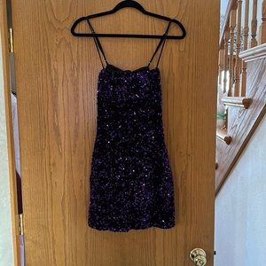 Short formal sequin dress with super cute tie back!